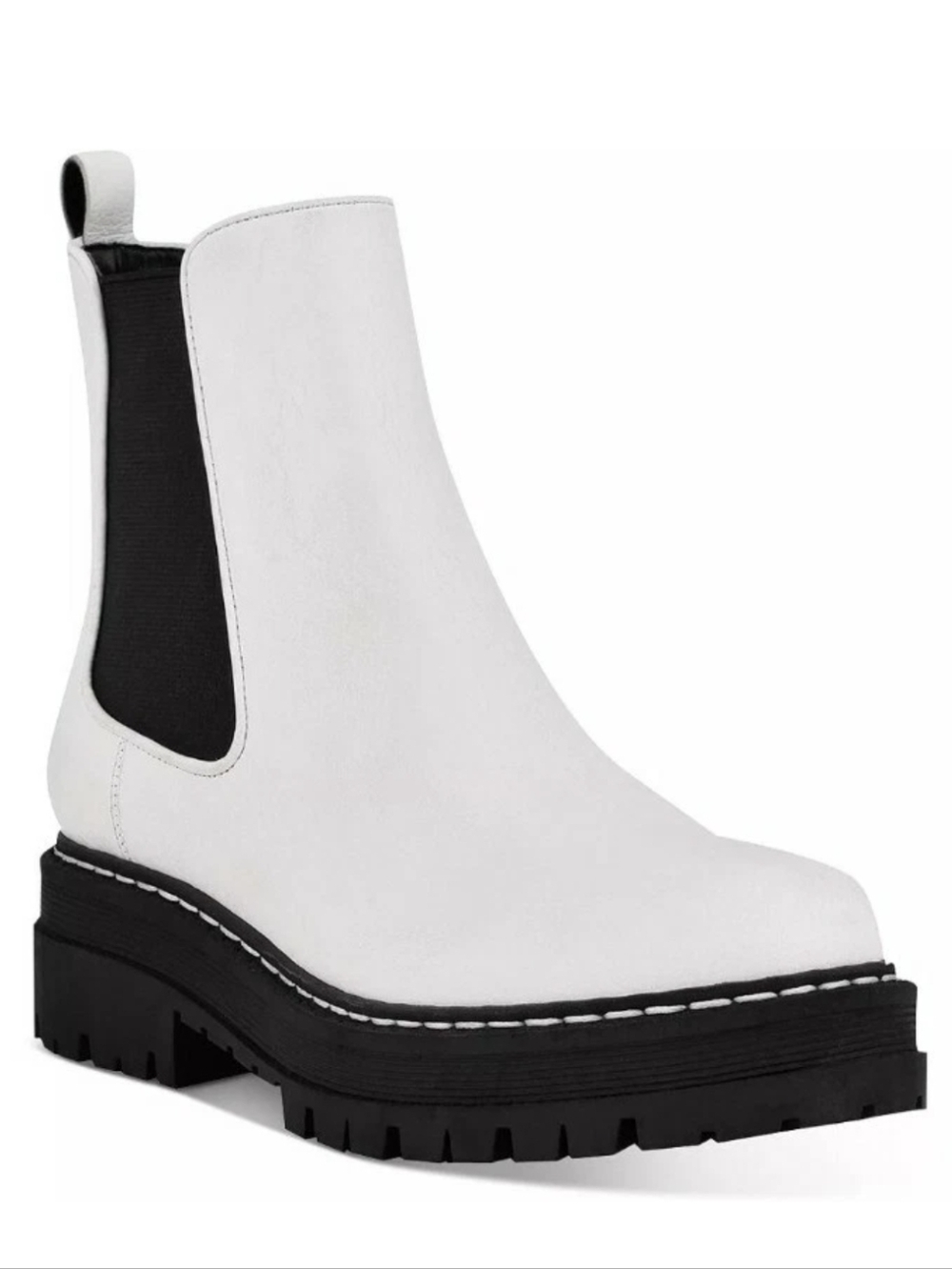 Marc Fisher Privi Combat Boots White Leather Platform Lug Sole Women's Sz 8.5